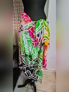 Batik Multi-Color Swim Beach Cover-Up Sarong Dupatta #0168
